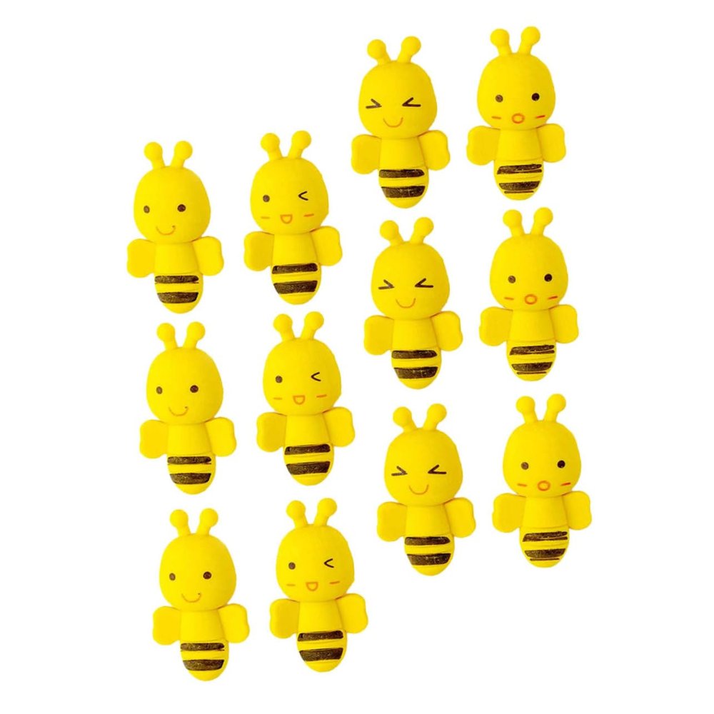 Abaodam 36Pcs Cartoon Bee Shape Erasers for Non Toxic Rubber Fun Classroom Gifts and Educational Stationery Adorable Childrens Pencil Erasers for School and Drawing Activities