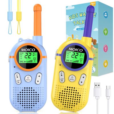 MOICO Toys for 3-12 Year Old Boys Girls,Rechargeable Long Range Walkie Talkies for Kids with 22 Channels,3 4 5 6 7 8 Year Old Kids Gift, Perfect for Outdoor Camping,Hiking,Christmas and Birthday