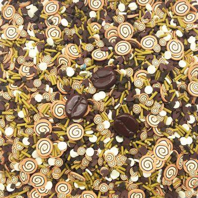 Coffee Cake Faux Sprinkle Mix, Sprinkles with 3 Coffee Bean Cabochons, Resin Shaker Fillers, Polymer Clay Fake Sprinkles (Non Edible) (Container NO CABS)