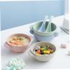 Beaupretty 4 Sets Creative Wheat Straw Feeding Bowl with Handles Safe Dinnerware Odorless Smooth Edges Resistant to Breakage for Boy Girl view 4