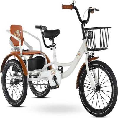 YUSIWOAL Large Pedal Tricycles for 3-8 Years Old,Boys and Girls Go Out 3 Wheel Bikes,Tandem Bicycle with Rear Seat,General Cruiser Bike with Basket/Armrest,Ride-On Trikes,Penumatic Tire