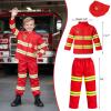 4 in 1 Toddler Dress Up Clothes 3-8 Year Career Dress Up Doctor Astronaut police vest Fireman costume Kids Pretend Play Toys Birthday Christmas Gifts 3 4 5 6 7 year old boy toys Halloween Costumes view 2