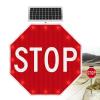 24/32" Solar Power Stop Flashing Traffic Signs for Lighted Illumanated Led Light Traffic Road Signs, Heavy Duty, Rust-Proof Metal Frame, IP65 Waterproof 60cm(24in) view 1