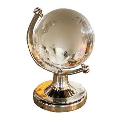 BESPORTBLE Mini Crystal Globe Ornament High Borosilicate Glass Geographic Globe Decor for Office Home Desktop Creative Compact Adornment Gift