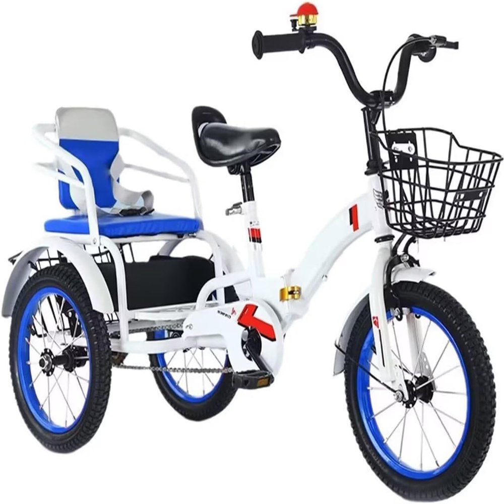 YUSIWOAL Folding Tricycle,Rickshaw Trikes with Pedals,3 Wheels Bicycle with Back Seat,Cruiser Bike for Hanging Out,Single Brake,Pneumatic Tire Spoke Wheels