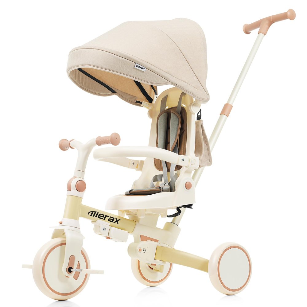 7 in 1 Baby Tricycle Stroller for Toddlers Ages 1Y-6Y Adjustable Handle Rotatable Seat Retractable Canopy