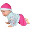 Lissi: 12" Crawling Baby Doll - Pink & Blue - Interactive Button-Activated Movement, Floral Top & Matching Hat, Feeding Bottle Care Accessory, Kids 2+ view 4