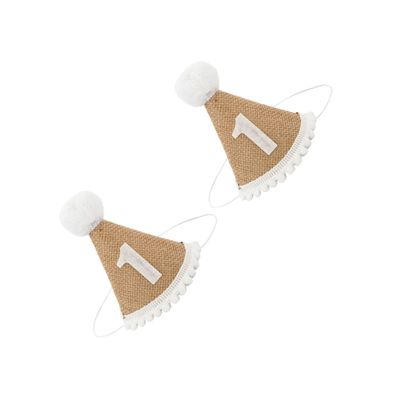 Abaodam 2pcs Birthday Linen Party Hat for Boy Girl with Fur Ball Decoration Safe and Comfortable Headwear for Boys and Creative Photo Prop for Memorable Celebrations