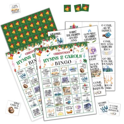 Ycyfckdr Christmas Bingo Game, Christmas Party Bingo Card Set, Suitable for Holiday Gatherings and Parties, Card Game for Family and Friends, 03