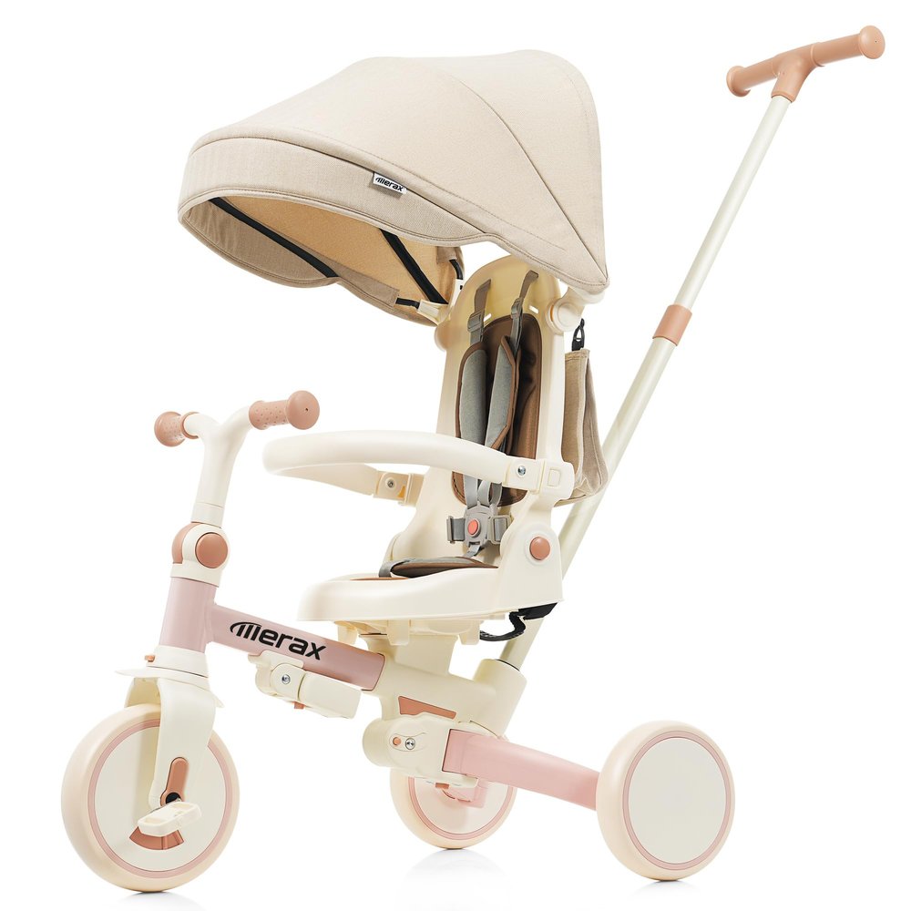 7 in 1 Baby Tricycle Toddler Trike Collapsible Frame Lightweight Kid Rider Removable Pedal Ages 1Y-6Y