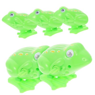 TOYANDONA 5Pcs Wind Up Clockwork Frog Cartoon Animal Jumping for Early Learning Hand Eye Coordination Safe Smooth Surface Gift