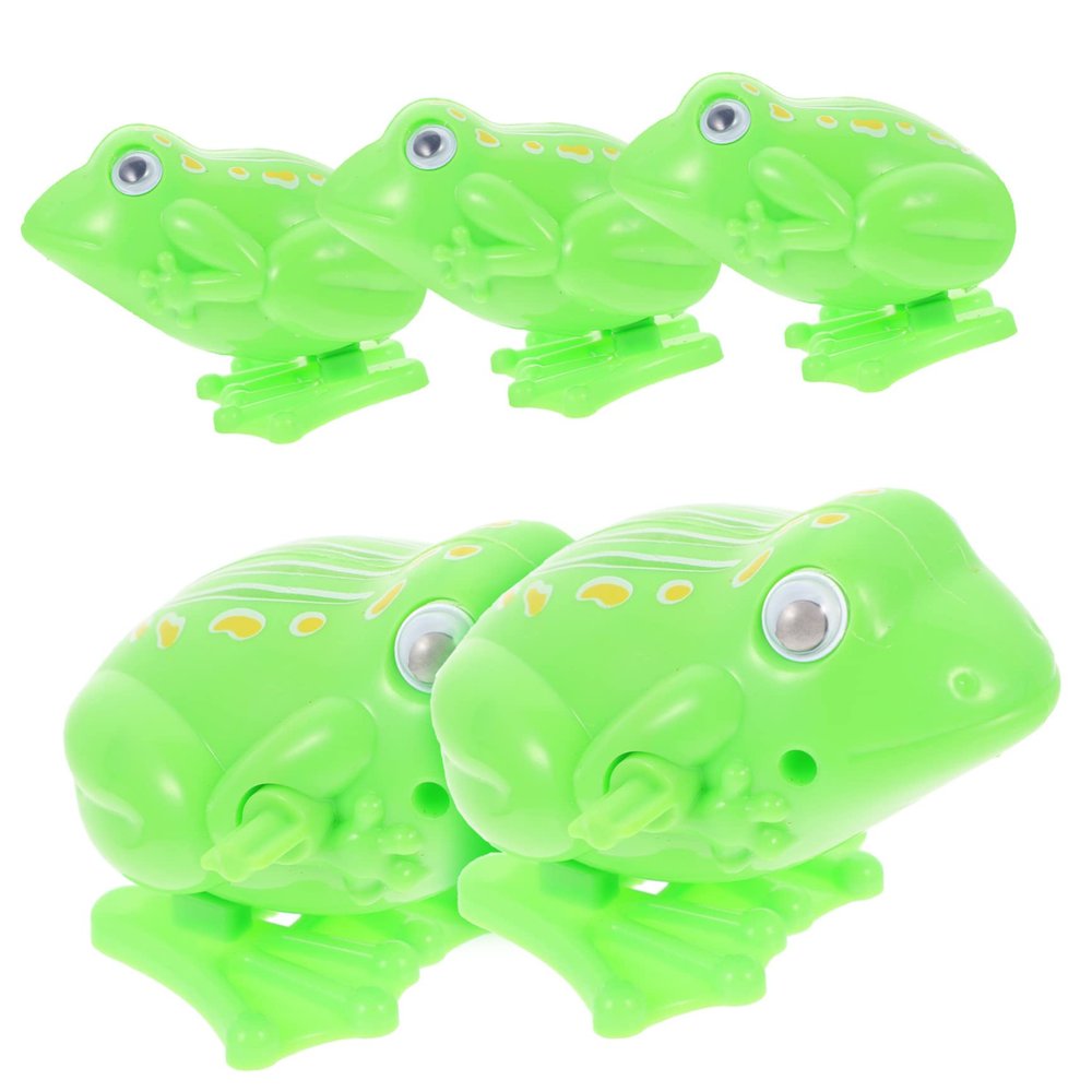 TOYANDONA 5Pcs Wind Up Clockwork Frog Cartoon Animal Jumping for Early Learning Hand Eye Coordination Safe Smooth Surface Gift