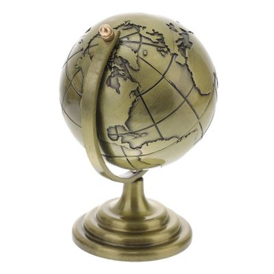 BESPORTBLE Iron Rotation Globe Ornament Vintage Bronze Desktop Decor Metal Sphere for Office Bedroom Living Stylish Adornment