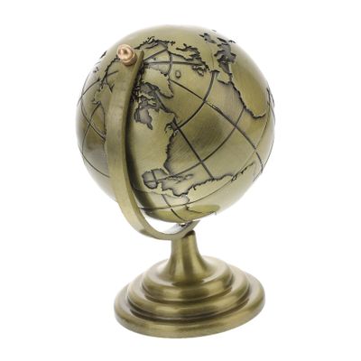 BESPORTBLE Rotating Bronze Desktop Globe Decor Vintage Metal Sphere Office Ornament for Study Living Bedroom Table Accent