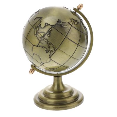 Abaodam Vintage Bronze Iron Rotation Globe Decor Desktop Adornment for Office and Home Smooth Touch Mini Landscape Sphere Unique Antique Style Table Ornament