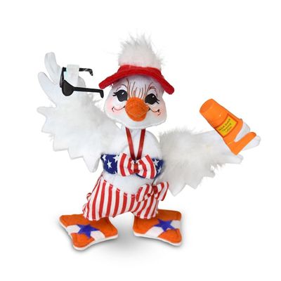 Annalee Stars and Stripes Duck, 6 inch, Patriotic Beach Outfit with Visor and Sunglasses, White