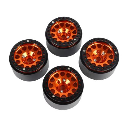 4Pcs 1:10 RC Crawler Car Metal Wheel Hub Car Tire Fit for Axial SCX10 / SCX10II / 90046/90047 (Black Gold)