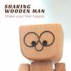 Charming Little Wooden Figure That Sways with 12pcs Magnetic Expressions, Funny Shaking Feet Wooden Man Figure, New Cute Car Dashboard Desktop Decor Ornaments view 2