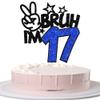 1 Pack Bruh I'm 17 Cake Topper Glitter Burh It's My 17th Birthday Cake Pick Happy 17th Birthday Cheers to 17 Years Cupcake Decorations Party Supplies Blue view 1