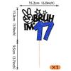 1 Pack Bruh I'm 17 Cake Topper Glitter Burh It's My 17th Birthday Cake Pick Happy 17th Birthday Cheers to 17 Years Cupcake Decorations Party Supplies Blue view 2