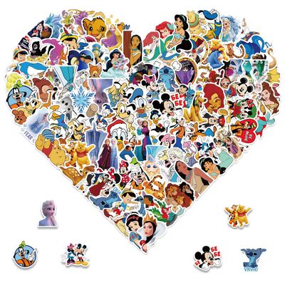 100pcs Disney Cartoon Stickers for Water Bottle, Waterproof Vinyl Decal for Adult Teen Kids Laptop Skateboard Phone Travel Case Bike Guitar Computer Helmet (dsn100)