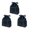 COLORFUL CANDY STYLE N3581303-BTR Drawstring Bag, Small, Cup Bag, Plaid, Dark Green x Yarn-Dyed, Navy Blue, 3-Piece Set, Girls, Boys, Fashionable, Kids, Cup Holder, Drawstring Bag, Small, Nursery view 1