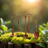 4 Pcs Miniature Dollhouse Garden Tools 1:12 Mini Rusty Shovel Hoe and Pitchfork Fairy Garden Accessories Furniture Ornaments Micro Landscape Decor Garden Sculptures Statues, Decorations view 3