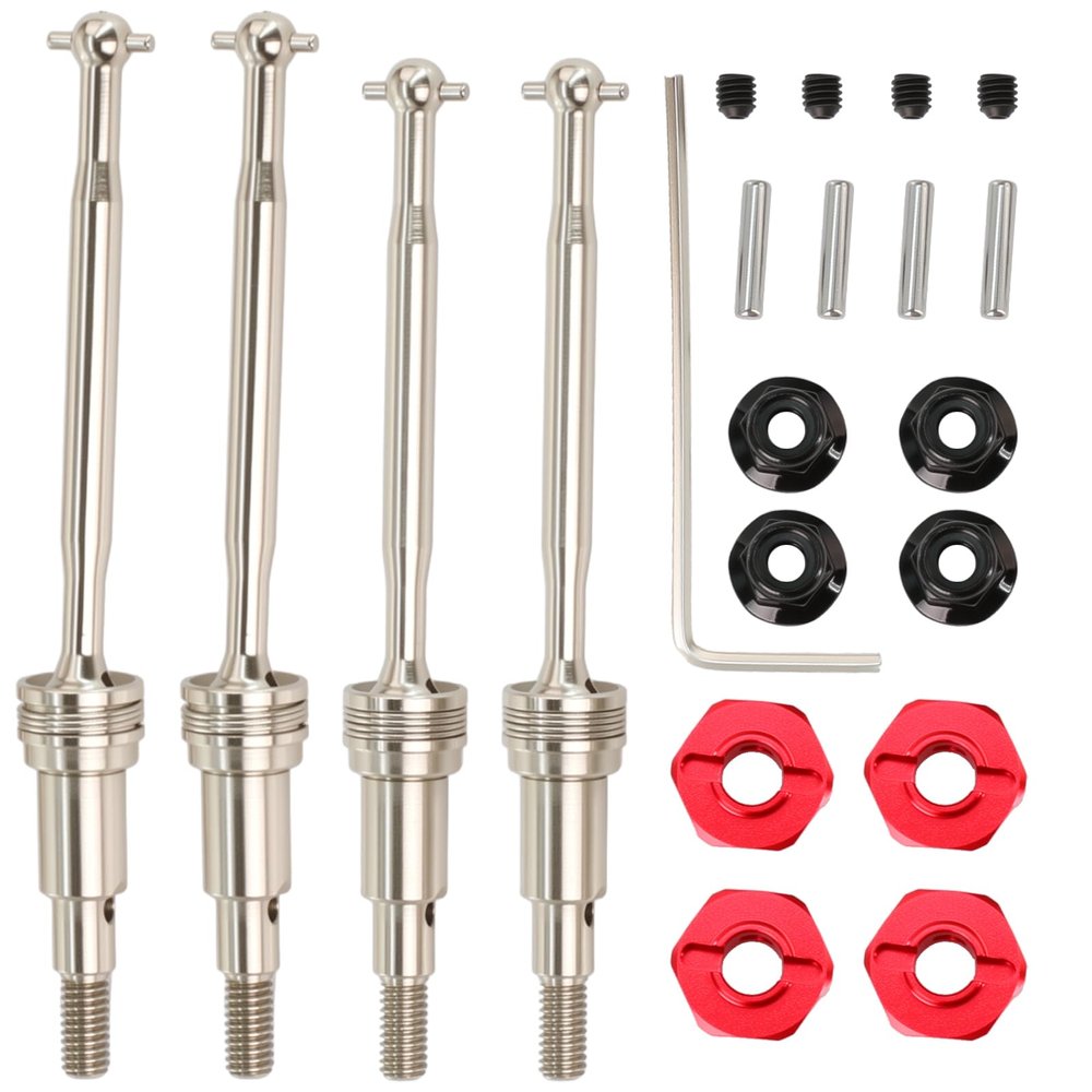 #45 Steel CVD Driveshaft Front Rear Drive Shafts Set for ARRMA 1/18 Granite GROM 1/14 Typhon GROM Upgrade Parts,Drive Shaft Thickened Upgraded Version (Silver)