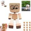 Charming Little Wooden Figure That Sways with 12pcs Magnetic Expressions, Funny Shaking Feet Wooden Man Figure, New Cute Car Dashboard Desktop Decor Ornaments view 1