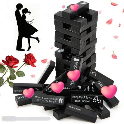 COSMELAB Lust Tower Games for Adults, Blocks Adult Naughty Games, Tumble Tower Couples Game, Valentine Lover Date, Tumbling Wooden Stacking Blocks for Lover Date Night Party(48pcs)