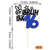 1 Pack Bruh I'm 16 Cake Topper Glitter Burh It's My 16th Birthday Cake Pick Happy 16th Birthday Cheers to 16 Years Cupcake Decorations Party Supplies Blue view 2