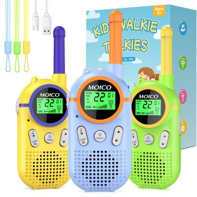 MOICO Toys for 3-12 Year Old Boys Girls,Rechargeable Long Range Walkie Talkies for Kids with 22 Channels,3 4 5 6 7 8 Year Old Kids Gift, Perfect for Outdoor Camping,Hiking,Christmas and Birthday