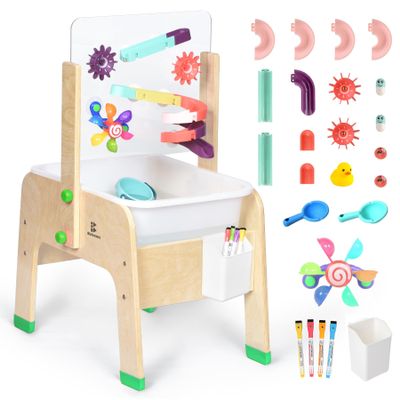 Bolocon Kids Sand & Water Table  Outdoor Sensory Play Table w/Vertical Clear Top Panel for Painting and Suction Cup Toys for Toddlers