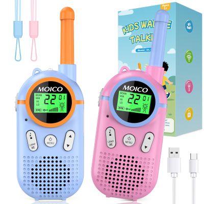 MOICO Toys for 3-12 Year Old Boys Girls,Rechargeable Long Range Walkie Talkies for Kids with 22 Channels,3 4 5 6 7 8 Year Old Kids Gift, Perfect for Outdoor Camping,Hiking,Christmas and Birthday