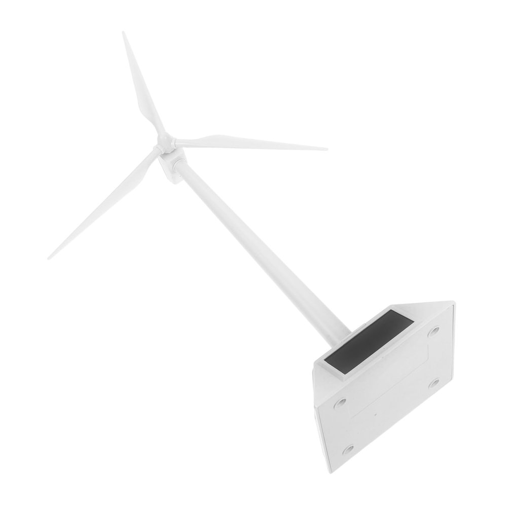Toyvian Solar Powered White Plastic Windmill Model with Rotating Display Stand Easy Assembly No Batteries Required Science Kit and Home Office Decorative Lawn Ornament