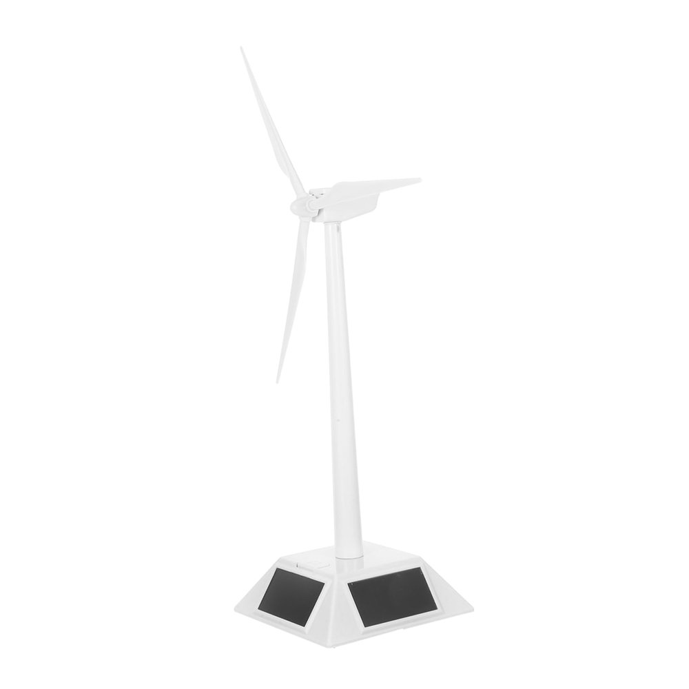 BESPORTBLE Solar Powered White Plastic Windmill Model with Detachable Parts Rotating Display Stand for Science Kits Educational Home Office Decor