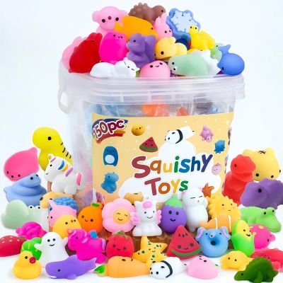 150 Pieces Kawaii Mini Animal Mochi Squishies Toy Party Favors for Kids 8-12 Fufu Bulk Squishy Slow Rising Sensory Fidget Toys for Classroom Prizes Set Christmas Pack Valentine Goodie Bags Easter Eggs