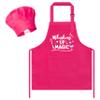 R HORSE Kid Apron and Chef Hat Set 2Pcs Adjustable Rose Pink Children Kitchen Apron, Waterproof Dress up Role Play Chef Toy Funny Cooking Baking Painting and Training Kits for Kids Birthday Party Gift view 1