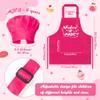 R HORSE Kid Apron and Chef Hat Set 2Pcs Adjustable Rose Pink Children Kitchen Apron, Waterproof Dress up Role Play Chef Toy Funny Cooking Baking Painting and Training Kits for Kids Birthday Party Gift view 2