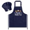 Kid Apron and Chef Hat Set - 2Pcs Dark Blue Mini Master Adjustable Children Kitchen Toddler Apron with Pockets for Kids, Funny Dress up Pretend Play Toy Birthday Gift for Cooking Baking Painting view 1
