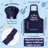 Kid Apron and Chef Hat Set - 2Pcs Dark Blue Mini Master Adjustable Children Kitchen Toddler Apron with Pockets for Kids, Funny Dress up Pretend Play Toy Birthday Gift for Cooking Baking Painting view 2