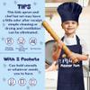 Kid Apron and Chef Hat Set - 2Pcs Dark Blue Mini Master Adjustable Children Kitchen Toddler Apron with Pockets for Kids, Funny Dress up Pretend Play Toy Birthday Gift for Cooking Baking Painting view 3
