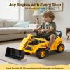 VEVOR Ride On Toddler Car, Ride on Excavator Car for Toddler 19 to 36 Months, Excavator Bulldozer Digger Toy with Under-seat Storage & Music, 55 lbs Load Capacity, Foot-to-Floor Walker for Kid, Yellow view 2