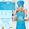 R HORSE Kid Apron and Chef Hat Set - 2Pcs Blue Little Chef Adjustable Children Kitchen Toddler Apron with Pockets for Kids, Funny Dress up Pretend Play Toy Birthday Gift for Cooking Baking Painting view 3