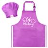 R HORSE Kid Apron and Chef Hat Set - 2Pcs Purple Adjustable Children Kitchen Toddler Apron with Pockets for Kids, Funny Dress up Pretend Play Toy Birthday Gift for Cooking Baking Painting view 1