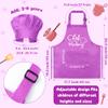 R HORSE Kid Apron and Chef Hat Set - 2Pcs Purple Adjustable Children Kitchen Toddler Apron with Pockets for Kids, Funny Dress up Pretend Play Toy Birthday Gift for Cooking Baking Painting view 2