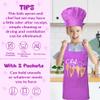 R HORSE Kid Apron and Chef Hat Set - 2Pcs Purple Adjustable Children Kitchen Toddler Apron with Pockets for Kids, Funny Dress up Pretend Play Toy Birthday Gift for Cooking Baking Painting view 3