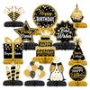 12 Pcs Birthday Table Decorations Glitter Black and Gold Birthday Decorations Honeycomb Centerpieces for Table Decor Girls Boys Women Men Party Supplies view 1