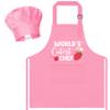 R HORSE Kid Apron and Chef Hat Set 2Pcs Adjustable Pink Children Kitchen Apron, Waterproof Dress up Role Play Chef Toy Funny Cooking Baking Painting and Training Kits for Kids Birthday Party Gift view 1