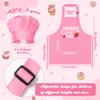 R HORSE Kid Apron and Chef Hat Set 2Pcs Adjustable Pink Children Kitchen Apron, Waterproof Dress up Role Play Chef Toy Funny Cooking Baking Painting and Training Kits for Kids Birthday Party Gift view 2